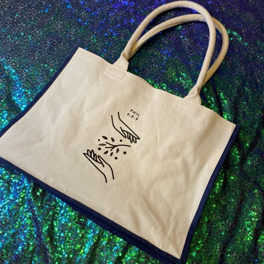 philippians bible verse tote bag